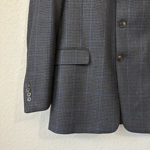 BURBERRY LONDON Mens Grey Houndstooth Plaid 3-Button Sport Coat USA MADE - Picture 3 of 13